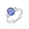 Chisholm Hunter 18ct White Gold Oval Cut Tanzanite And Brilliant Cut Diamond 3.12ct Three Stone Ring