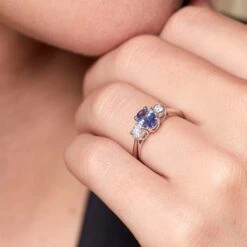 Chisholm Hunter 9ct White Gold 0.10ct Diamond And 0.75ct Tanzanite Trilogy Ring -Chisholm Hunter 13 114 07 0002 ls 1