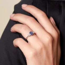 Chisholm Hunter 9ct White Gold 0.10ct Diamond And 0.75ct Tanzanite Trilogy Ring -Chisholm Hunter 13 114 07 0002 ls 2