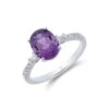 Chisholm Hunter 9ct White Gold Oval Cut Amethyst And Emerald Cut Diamond 2.13 Three Stone Ring -Chisholm Hunter 13 115 03 0035