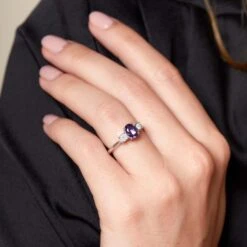 Chisholm Hunter 9ct White Gold 0.10ct Diamond And 0.75ct Amethyst Ring -Chisholm Hunter 13 115 07 0002 ls 2