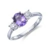 Chisholm Hunter 9ct White Gold 0.10ct Diamond And 0.75ct Amethyst Ring