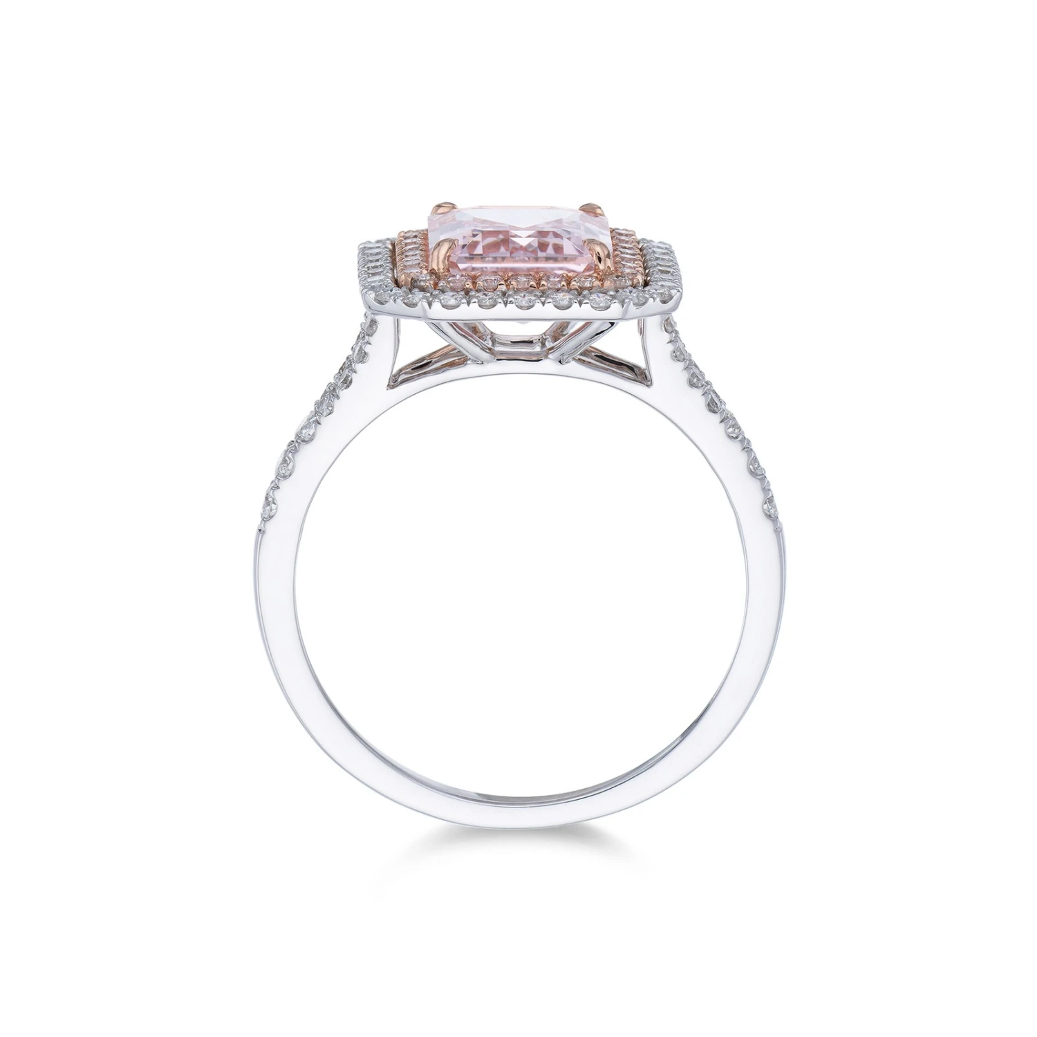 Chisholm Hunter 18ct White Gold Cushion Cut 2.36ct Morganite And 0.48ct Diamond Cluster Ring 6 Chisholm Hunter 18ct White Gold Cushion Cut 2.36ct Morganite And 0.48ct Diamond Cluster Ring - Image 4