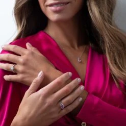 Chisholm Hunter 18ct White Gold 0.49ct Diamond 1.30ct Pink Sapphire Three Stone Ring -Chisholm Hunter 13 116 05 0004 om 1 1