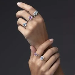 Chisholm Hunter 18ct White Gold 0.49ct Diamond 1.30ct Pink Sapphire Three Stone Ring -Chisholm Hunter 13 116 05 0004 om c 1c