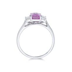 Chisholm Hunter 18ct White Gold 0.49ct Diamond 1.30ct Pink Sapphire Three Stone Ring -Chisholm Hunter 13 116 05 0004c