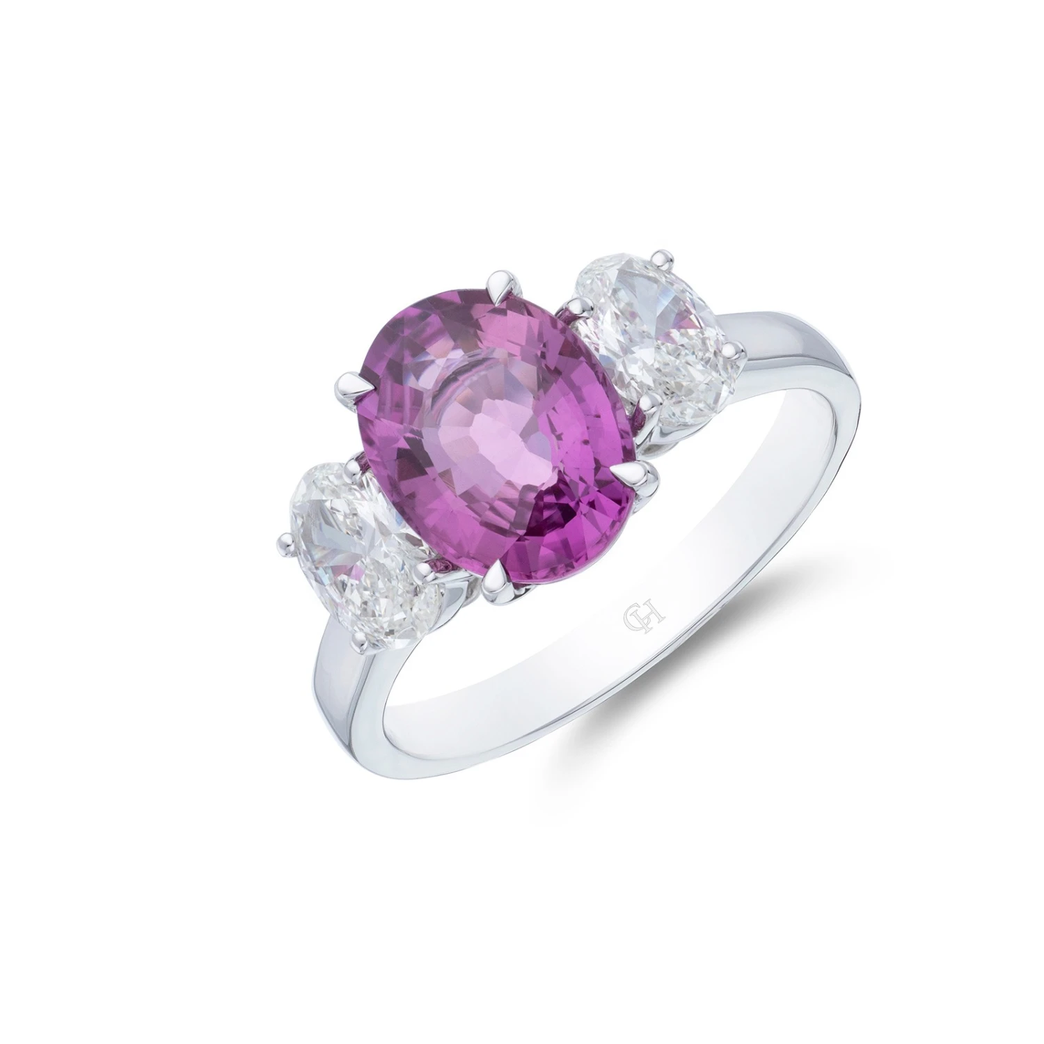 Chisholm Hunter 18ct White Gold 0.83ct Diamond 2.28ct Pink Sapphire Three Stone 3 Chisholm Hunter 18ct White Gold 0.83ct Diamond 2.28ct Pink Sapphire Three Stone