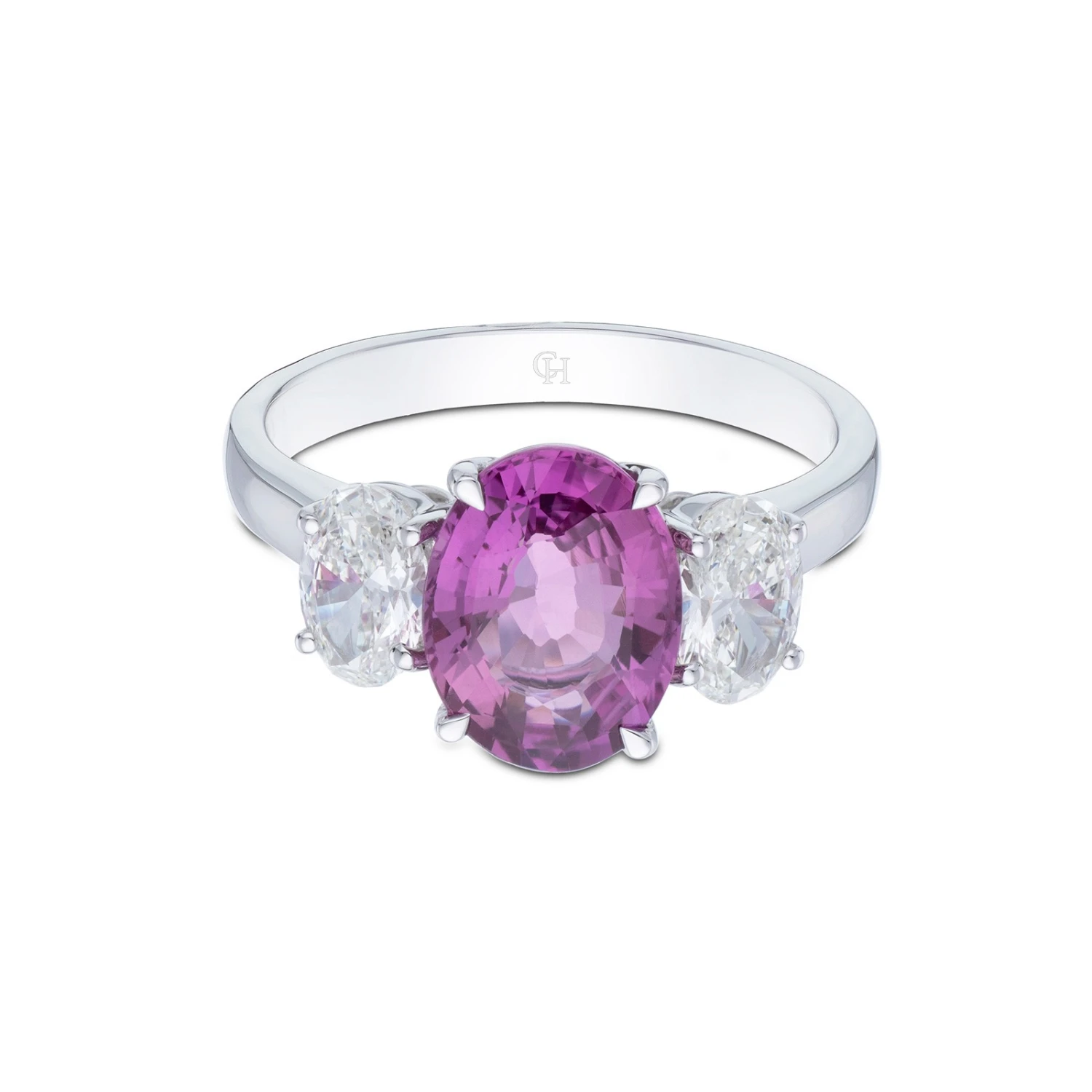 Chisholm Hunter 18ct White Gold 0.83ct Diamond 2.28ct Pink Sapphire Three Stone 5 Chisholm Hunter 18ct White Gold 0.83ct Diamond 2.28ct Pink Sapphire Three Stone - Image 3