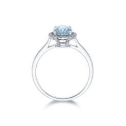 Chisholm Hunter 9ct White Gold Oval Cut Topaz 1.71ct Diamond Halo Ring -Chisholm Hunter 13 117 01 0039c