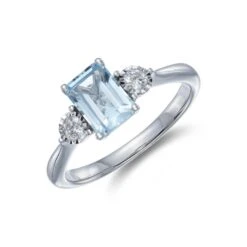 Chisholm Hunter 9ct White Gold 0.12ct Diamond And 1.00ct Blue Topaz Ring