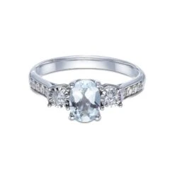 Chisholm Hunter 9ct White Gold 0.22ct Diamond And 0.75ct Blue Topaz Ring