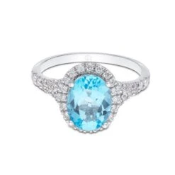 Chisholm Hunter 18ct White Gold Round Brilliant Diamond 0.23ct And Oval Blue Topaz 2.00ct Halo Ring 10 Chisholm Hunter 18ct White Gold Round Brilliant Diamond 0.23ct And Oval Blue Topaz 2.00ct Halo Ring -Chisholm Hunter 13 117 04 0009b
