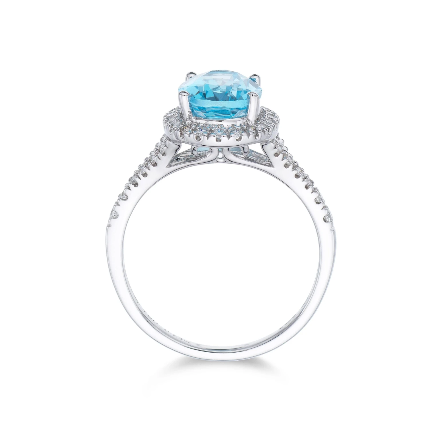 Chisholm Hunter 18ct White Gold Round Brilliant Diamond 0.23ct And Oval Blue Topaz 2.00ct Halo Ring 6 Chisholm Hunter 18ct White Gold Round Brilliant Diamond 0.23ct And Oval Blue Topaz 2.00ct Halo Ring - Image 4