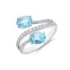 Chisholm Hunter 18ct White Gold Brilliant Cut Diamond And Oval Cut Blue Topaz 0.35ct And 1.50ct Ring -Chisholm Hunter 13 117 04 0010