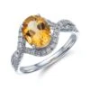 Chisholm Hunter 18ct White Gold 2.34ct Oval Cut Citrine And Brilliant Cut Diamond Twisted Shoulders Ring -Chisholm Hunter 13 118 01 0025 p 1