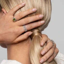 Chisholm Hunter 18ct White Gold Diamond 0.21ct And Peridot 3.15ct Halo Ring -Chisholm Hunter 13 118 04 0032 om c 3