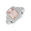 Chisholm Hunter 18ct White Gold Baguette Cut Morganite 0.34ct And Round Brilliant Cut 2.50ct Diamond Cluster Ring