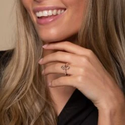 Chisholm Hunter 9ct Rose Gold Brilliant Diamond And Pear Cut Morganite 0.18ct And 1.50ct Cluster Ring -Chisholm Hunter 13 118 08 0016 9ct rose gold brilliant diamond and pear cut morganite 0.18ct and 1.50ct cluster ring 1