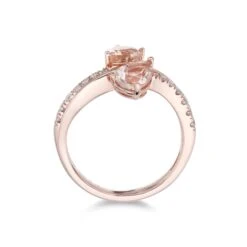 Chisholm Hunter 9ct Rose Gold Brilliant Diamond And Pear Cut Morganite 0.18ct And 1.50ct Cluster Ring -Chisholm Hunter 13 118 08 0016c