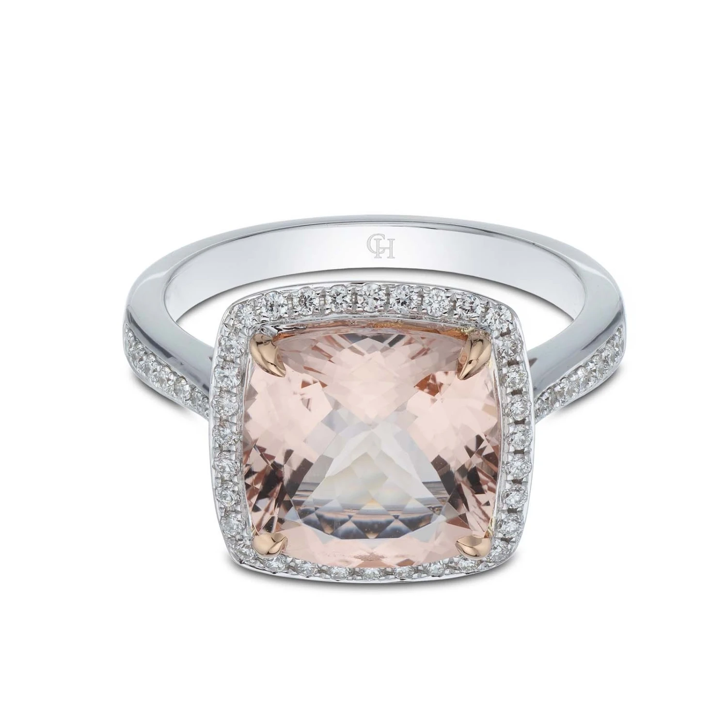 Chisholm Hunter 18ct White Gold Diamond 0.26ct And Morganite 3.60ct Halo Ring 5 Chisholm Hunter 18ct White Gold Diamond 0.26ct And Morganite 3.60ct Halo Ring - Image 3