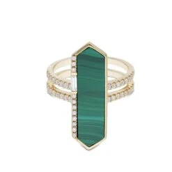 Chisholm Hunter 18ct Yellow Gold Malachite 0.40ct Diamond Ring -Chisholm Hunter 13 118 16 0003b