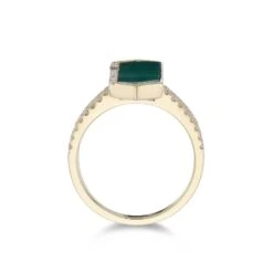 Chisholm Hunter 18ct Yellow Gold Malachite 0.40ct Diamond Ring -Chisholm Hunter 13 118 16 0003c