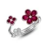 Chisholm Hunter 18ct White Gold 0.90ct Pear Ruby And 0.09ct Brilliant Diamond Flower Ring
