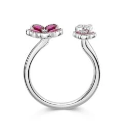 Chisholm Hunter 18ct White Gold 0.90ct Pear Ruby And 0.09ct Brilliant Diamond Flower Ring -Chisholm Hunter 13111010112