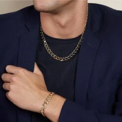 Chisholm Hunter 9ct Yellow Gold Gents 9.65mm Curb Bracelet -Chisholm Hunter 14 153 01 0015 and 14 153 05 0006 ls 2 1