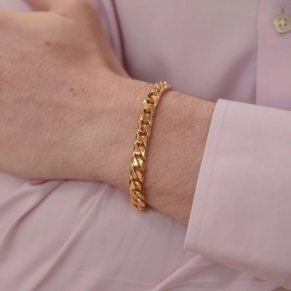 Chisholm Hunter 9ct Yellow Gold Gents Flat Curb Bracelet 3 Chisholm Hunter 9ct Yellow Gold Gents Flat Curb Bracelet