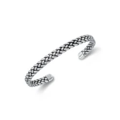 Chisholm Hunter Sterling Silver Herringbone Cuff Bangle