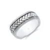 Chisholm Hunter Silver Gents 8mm Square Herringbone Ring