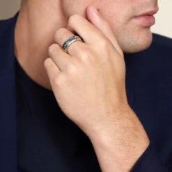 Chisholm Hunter Silver Gents 8mm Square Herringbone Ring -Chisholm Hunter 14 154 06 0002 ls 2