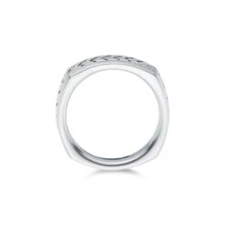 Chisholm Hunter Silver Gents 8mm Square Herringbone Ring -Chisholm Hunter 14 154 06 0002c