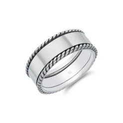 Chisholm Hunter Sterling Silver Rope Edge Pattern Ring