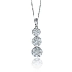 Chisholm Hunter 18ct White Gold Brilliant Cut 1.05ct Diamond Drop Cluster Pendant