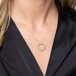 Chisholm Hunter 18ct Yellow Gold Mix Cut 1.63ct Diamond Open Circle Pendant -Chisholm Hunter 15 119 02 0230 om 1