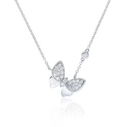 Chisholm Hunter 9ct White Gold Brilliant Cut 0.40ct Diamond Butterfly Pendant