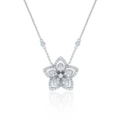 Chisholm Hunter 18ct White Gold Round Brilliant 0.60ct Diamond Flower Pendant
