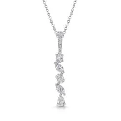 Chisholm Hunter 18ct White Gold Mix Cut 0.44ct Diamond Drop Pendant