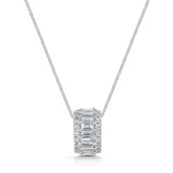 Chisholm Hunter 18ct White Gold Mix Cut 1.20ct Diamond Circle Pendant