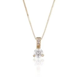Chisholm Hunter 18ct Yellow Gold 0.75ct Round Brilliant Diamond Solitaire Necklace