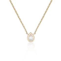 Chisholm Hunter 18ct Yellow Gold 0.14ct Pear Solitaire Diamond Pendant