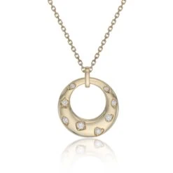 Chisholm Hunter 18ct Yellow Gold 0.22ct Round Brilliant Open Circle Fancy Diamond Pendant