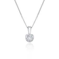 Chisholm Hunter 9ct White Gold Brilliant Cut 0.05ct Diamond Cluster Pendant