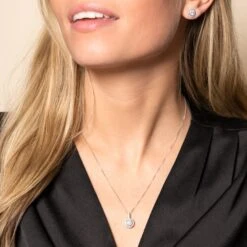 Chisholm Hunter 9ct White Gold Brilliant Cut 0.40ct Diamond Halo Pendant -Chisholm Hunter 15 119 12 0100 ls 1