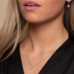 Chisholm Hunter 9ct White Gold Brilliant Cut 0.33ct Cluster Pendant Necklace -Chisholm Hunter 15 119 12 0109
