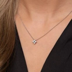 Chisholm Hunter 9ct White Gold Brilliant Cut 0.33ct Cluster Pendant Necklace -Chisholm Hunter 15 119 12 0109 2