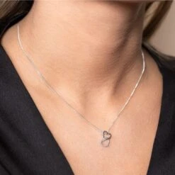 Chisholm Hunter 9ct White Gold Brilliant Cut 0.05ct Diamond Double Heart Pendant -Chisholm Hunter 15 119 13 0012 om 1