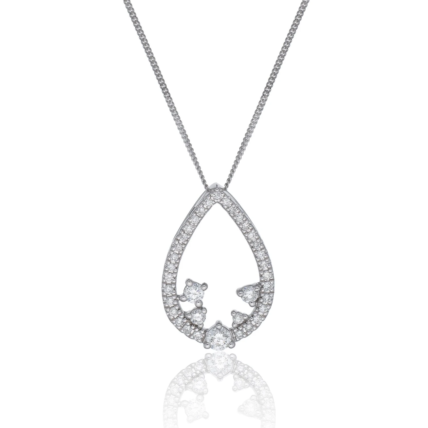 Chisholm Hunter 9ct White Gold Brilliant Cut Diamond 0.31ct Open Pear Shape Pendant 3 Chisholm Hunter 9ct White Gold Brilliant Cut Diamond 0.31ct Open Pear Shape Pendant